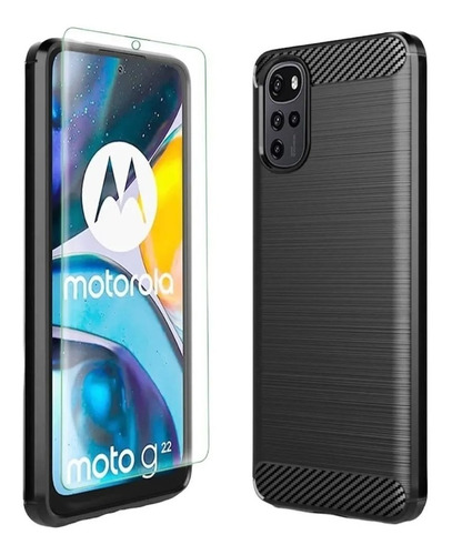 Funda Para Motorola G22 Carbono Fiber Premium + Hidrogel Hd