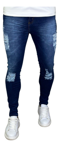 Calça Masculina Jeans Rasgada Destroyed Super Skinny 2023