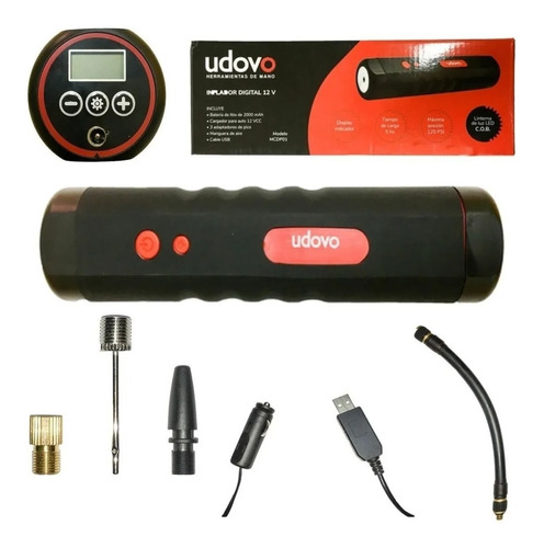 Inflador Digital Udovo Mcdp001 12v Usb P/ Auto, Moto, Bici