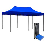 Toldo Plegable 3x6 Impermeable Retractil Azul Metalico Araña