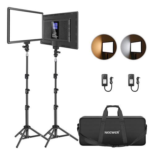 Neewer 2x Luz Led De Vídeo Kit C/ Batería + Trípode + Bolsa