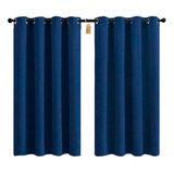 Cortinas Blackout Aislamiento Térmico 2 Paneles 215 X 135 Cm Color Azul Oscuro