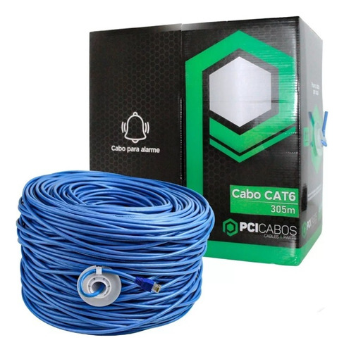 Cabo De Rede Cat6 24awg Cx 305m Utp Caixa 305 M Metros Azul