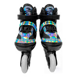 Patins Infantil 4 Rodas Criança Menino Azul Unitoys Led Luz