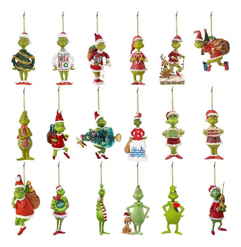 18 Pcs De Decoración Colgante For Árbol De Navidad Grinch