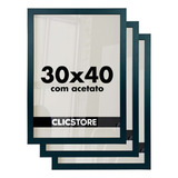 Kit 3 Moldura 30x40 Quadro Acetato Poster Porta Certificado Cor Carvalho Liso