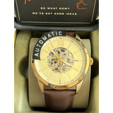 Relógio Fossil Masculino Automatic Marron Bq2382 Imp Usa Cor Da Correia Marrom Cor Do Bisel Dourado Cor Do Fundo Dourado