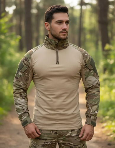 Playera De Manga Larga De Camuflaje Táctico Para Hombre