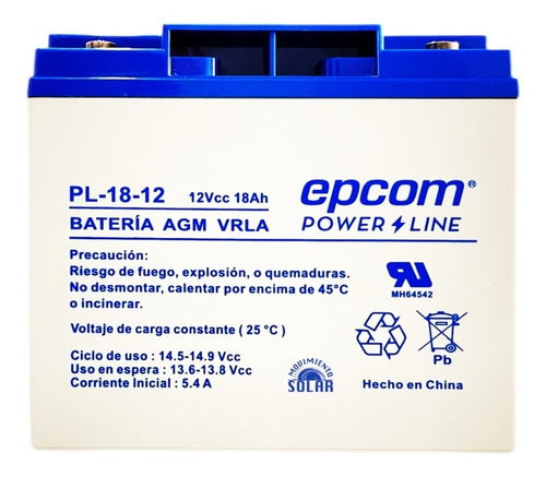 Bateria Ciclo Profundo Agm Solar 12v 18ah Sellada  Epcom 