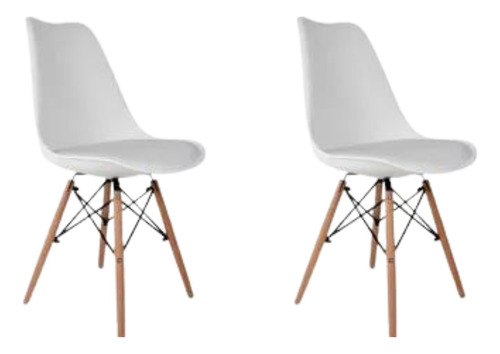 2 Cadeira Eames C/ Estofado Cor Preto, Branco On Design