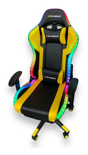 Sillon Gamer Pro Pc Playstation Xbox Amarillo Rgb Parlant Bt