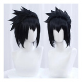 Peluca Negra Corta Para Hombre, De Sasuke Uchiha, Para Cospl