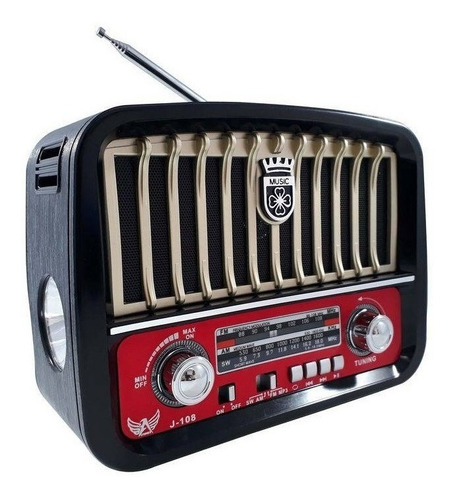 Caixa De Som Retrô Rádio Bluetooth Fm/am Lanterna Vintage 