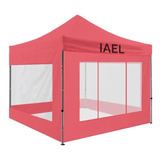 Gazebo 3x3 4 Paredes Transparentes Bolso Impermeable Reforza Color Rojo