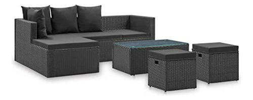 Muebles De Jardín Rattan Negro Compatible Con Terrazas, Jard