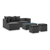 Muebles De Jardín Rattan Negro Compatible Con Terrazas, Jard