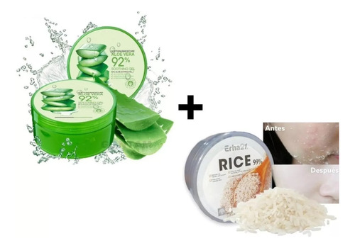 Gel Áloe Vera Blanqueamiento + Gel De Arroz Aclarante Rostro