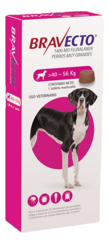 Bravecto Antipulgas Para Perro De 40 A 56 Kg X 1 Tableta