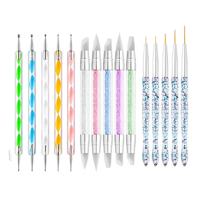 Kit De 10 Pinceles Silicón +5punteros Para Arte Uñas