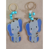 36 Recuerdos Llaveros De Elefante Elefantito Azul Madera