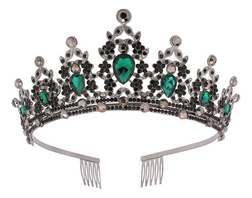 Corona: Tiara De Cristal Con Diamantes De Imitación, Lujosa