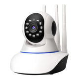 Camara Seguridad Wifi Ip360 Infrarrojo Sensor 3 Antena 1080p Color Blanco