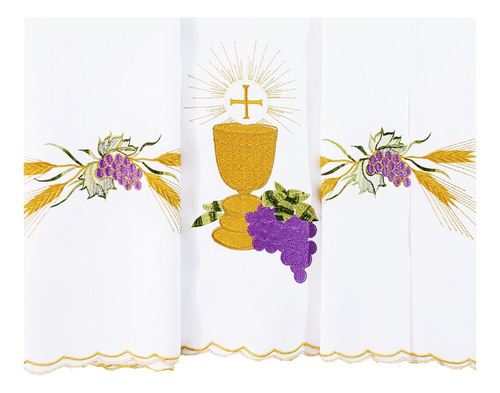 Mantel Para Altar De Iglesia 2.5m Bordado Elegante Con Ondas