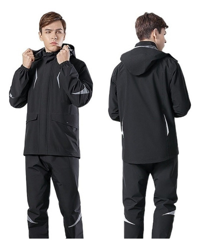 Traje De Motorista Negro Impermeable Para Hombre