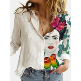 Camisa Frida Kahlo, Camisa De Lino Mexicana, Camisa Estilo M
