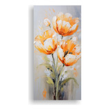 25x50cm Cuadro Canvas Naturaleza Viva Tonos Naranja Tulipane