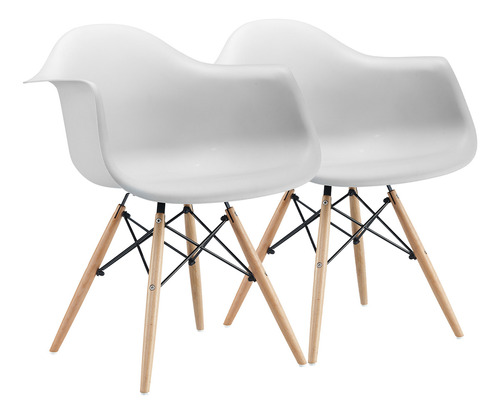 Silla De Comedor Para Tu Casa Sillón Eames, Estructura Color Blanco, 2 Unidades