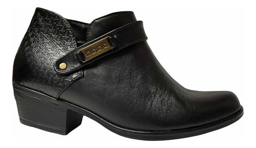 Zapato Botin Dama Cuero Elegante Tacon Bajo  Cerrado Mujer