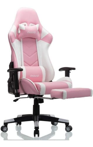 Silla Gamer Escritorio Ohaho Rosa Masajes Reposapiés