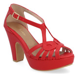 Sandalia De Tacón 10 Cm Casual Dama Rojo 669-99