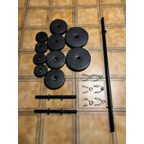 Kit De Pesas Discos 45kg +rulemanes+barra De Entrenamiento