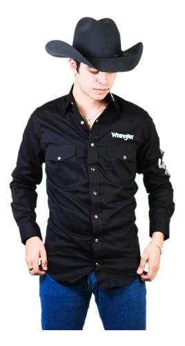 Camisa Wrangler Caballero Manga Larga Logo Western