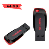 Pen Drive Preto E Vermelho Sandisk 64gb  10 Mb/s