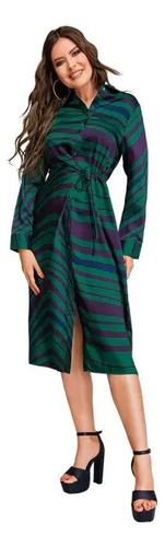 Vestido Dama Verde Multicolor Con Estampado 992-42