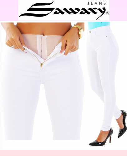 Calça Sawary Jean Super Lipo Cintura Alta Com Elastano