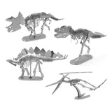 Kit Rompecabezas Metalico 3d Dinosaurios 4 Piezas