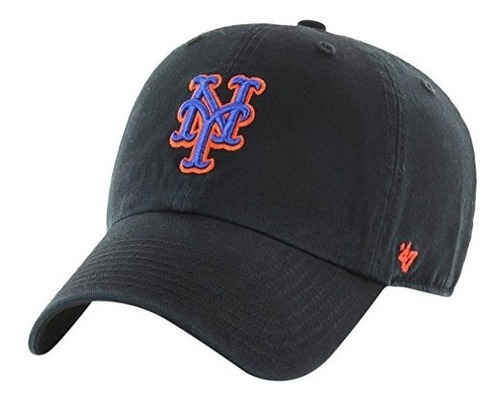 47 Marca New York Mets Clean Up Papá Gorra De Mlb Negro / Re