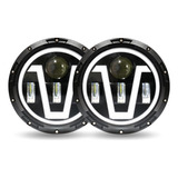 Par Faros Led Redondo 7 Pulgadas Lupas Y Led Drl Tipo V