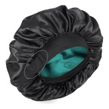 Gorro De Seda Doble Capa Ajustable Para Dormir - Mujeres Neg