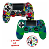 Kit 2 Fundas Compatibles Con Control Ps4 Slim Pro + Grips 18