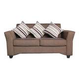 Sillon Sofa 2 Cuerpos Tela Chenille Cafe Claro/muebles Chile