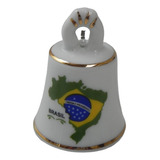 Mini Sino Porcelana Souvenir Bandeira Brasil Fio Ouro Mapa