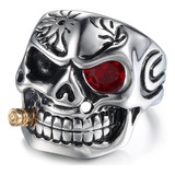 Anillo Punk Para Hombre Dominante Ojos Negros Calavera B