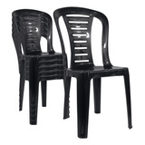 Silla Plástica X 6 Apilable Reforzada Reina Negro Quality Ct