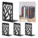 2 Pares Sujetalibros Negro Metal Soporte Libro Para Estantes