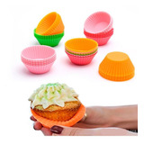 Molde Muffins Silicona Individual X12 Unidades Goma Cupcakes